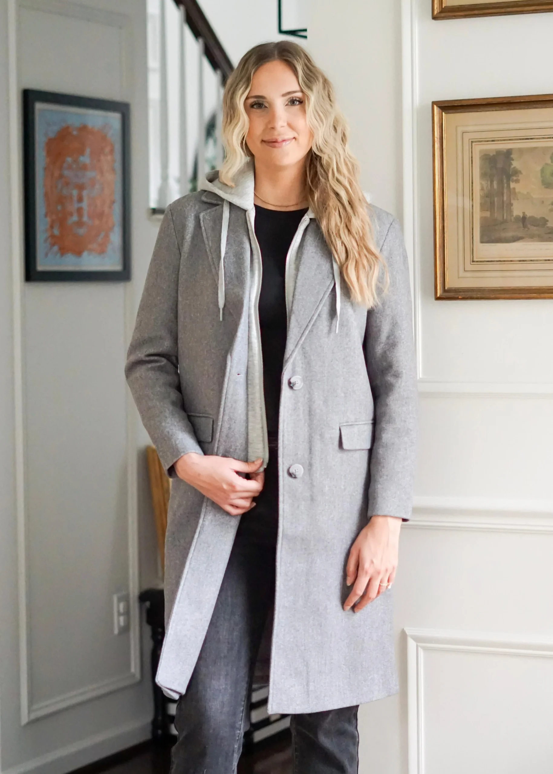 Annika Hooded Two Button Coat // Charcoal