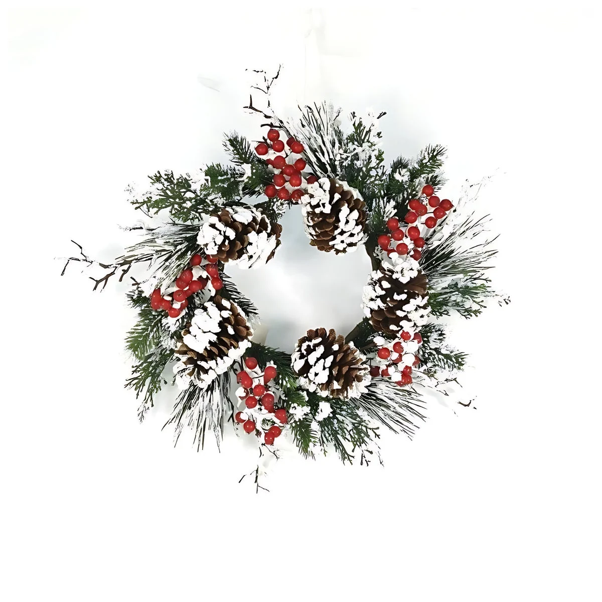 Christmas Snow Mixed Pine Berry Wreath 5 Inch Height Seasonal Door Decor By Melrose