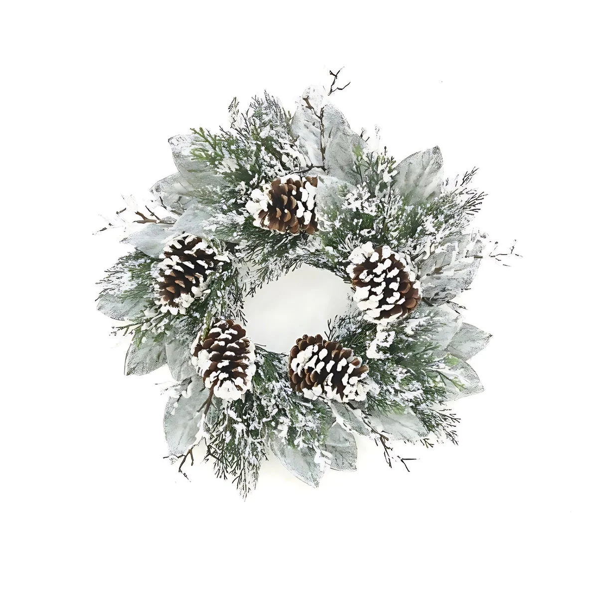 Christmas Cedar Magnolia Leaf Wreath 5 Inch Height Seasonal Door Decor By Melrose