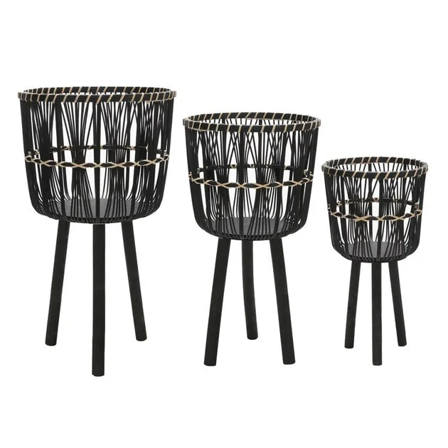 Bamboo Planters Set of 3 - Black