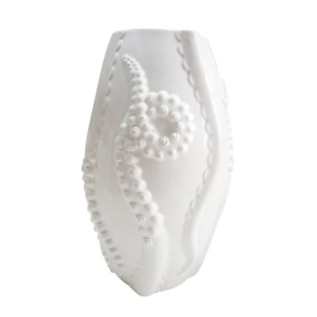 12" Octopus Vase - White