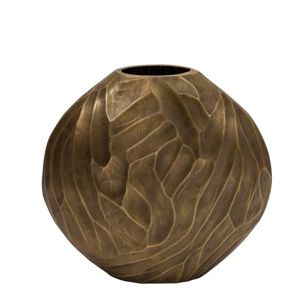 14" Hammered Aluminum Vase - Gold