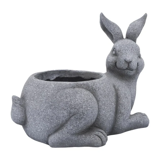 15" x 11" Magnesia Sitting Bunny Planter - Gray