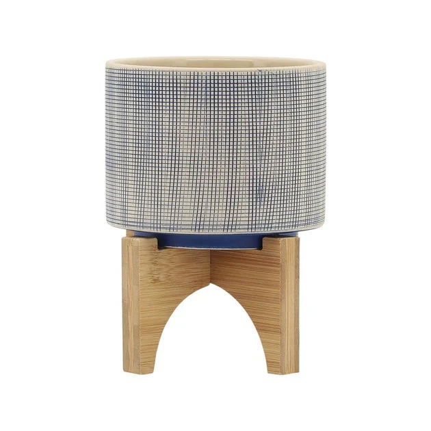 7" Mesh Planter with Stand - Blue