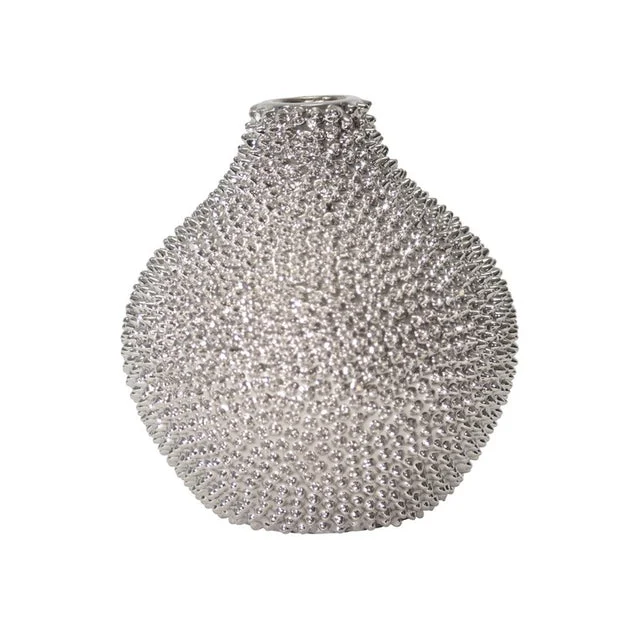 Spiked Ceramic Vase - Silver