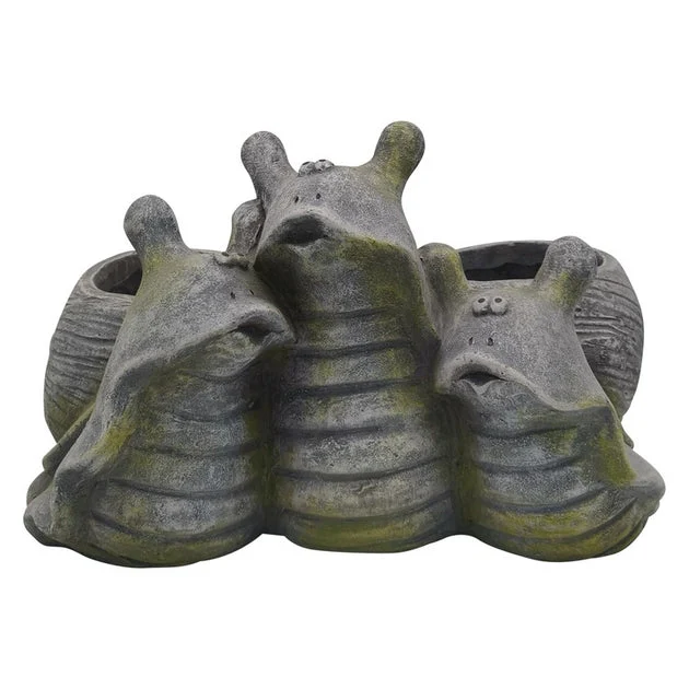 Polyresin Snail Trio Planter - Gray