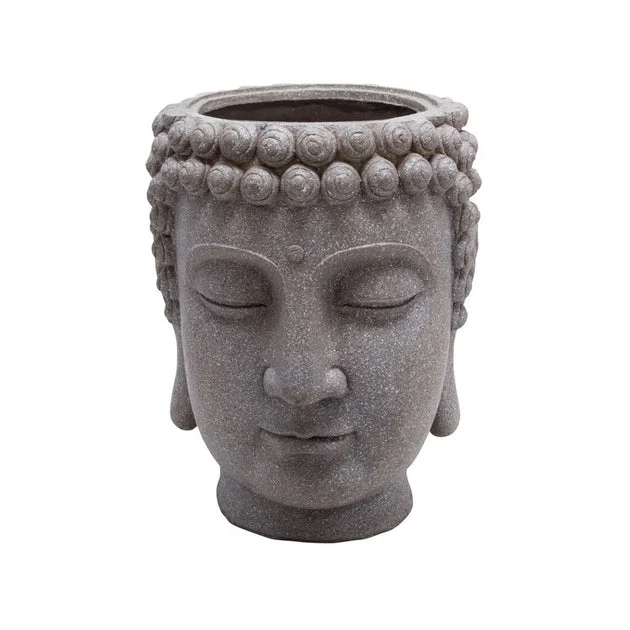Polyresin Buddha Head Planter - Gray