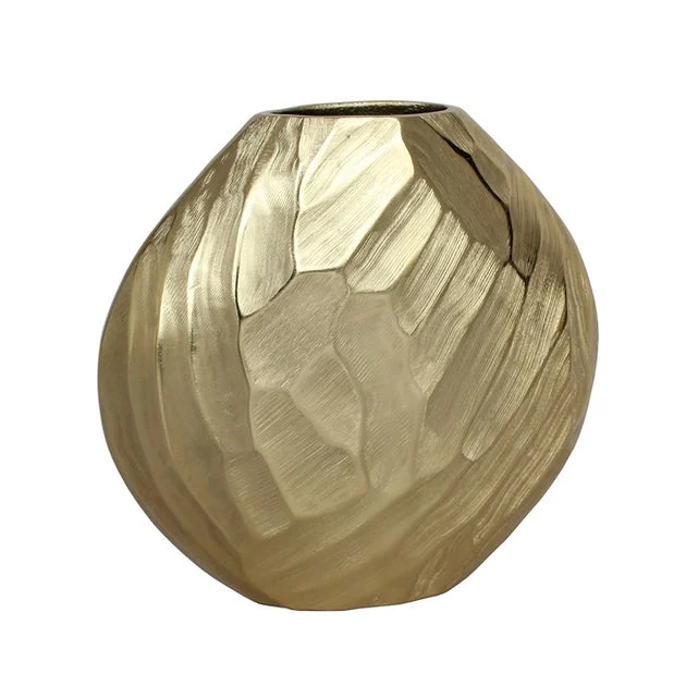 14" Hammered Aluminum Vase - Champagne
