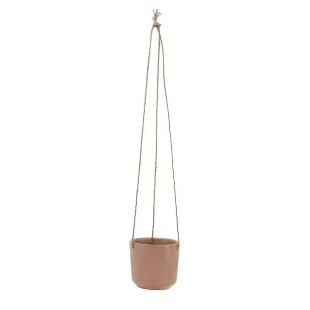 6" Vector Ceramic Hanging Planter - Dark Rose