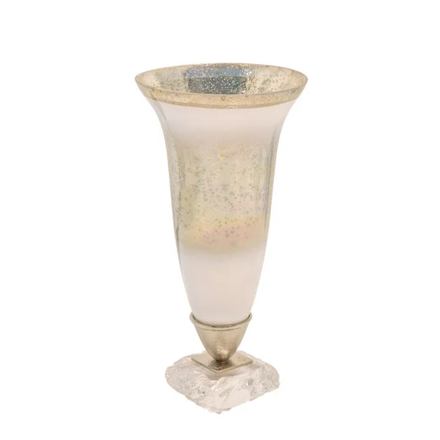 15" Glass Vase with Acrylic Base - Silver