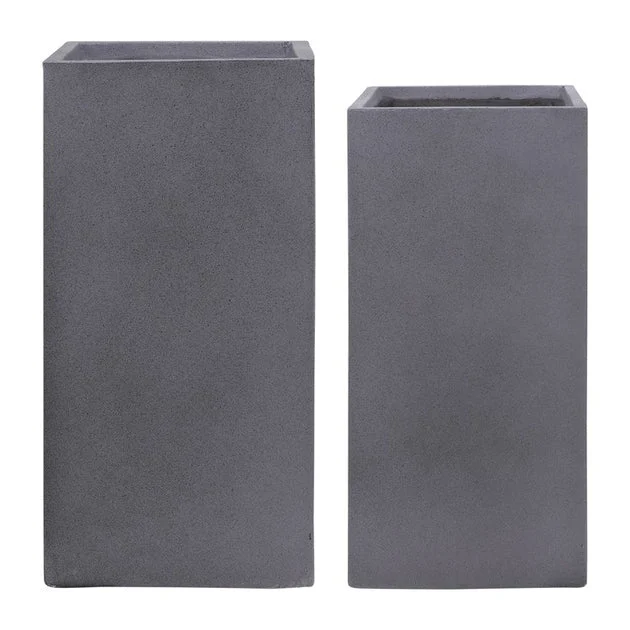 11"/13" Square Nested Polyresin Planters Set of 2 - Gray