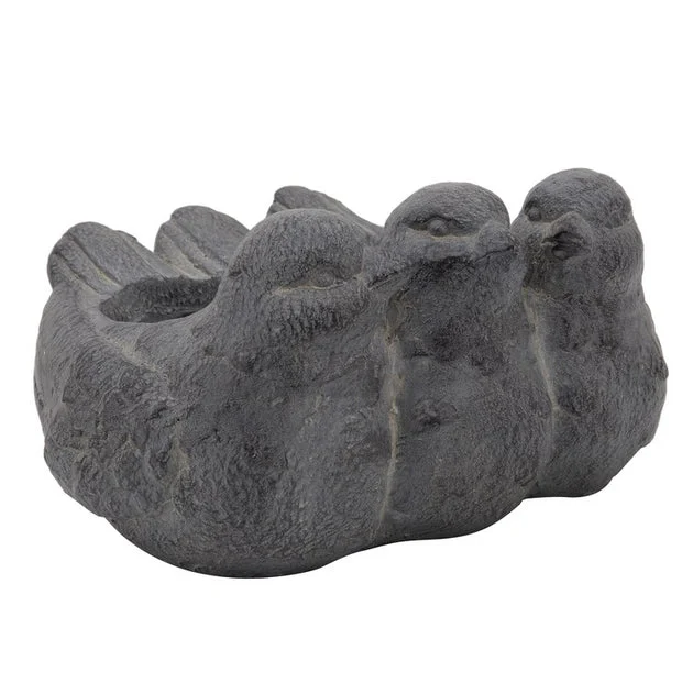 13" Polyresin Lovebirds Planter - Gray