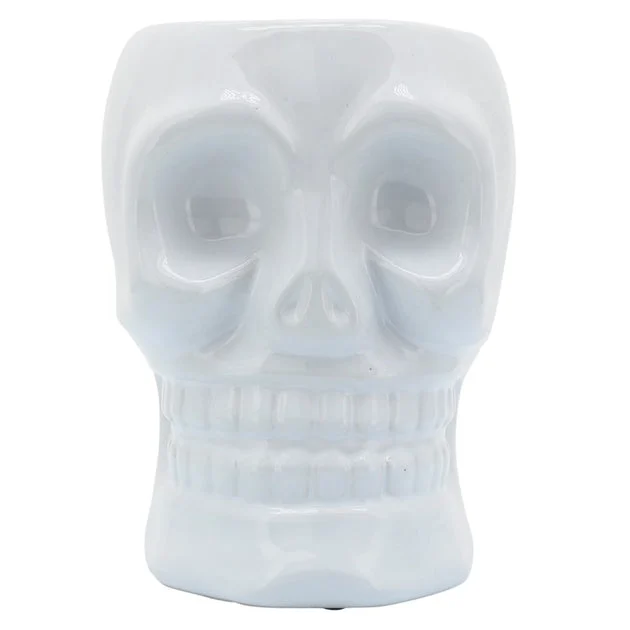 8" Ceramic Skull Vase - White