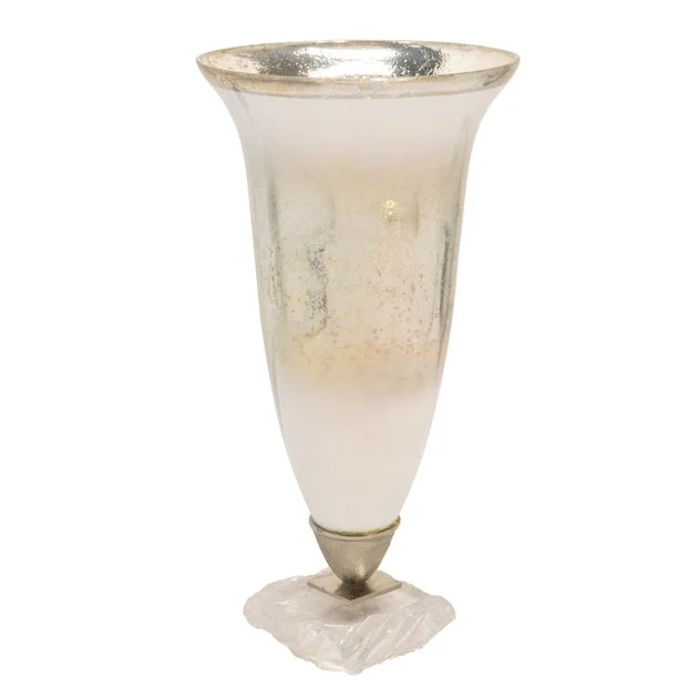 18" Glass Vase with Acrylic Base - Silver