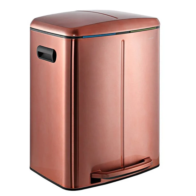 Marco Rectangular 10.5-Gallon Double Bucket Trash Can - Rose Gold