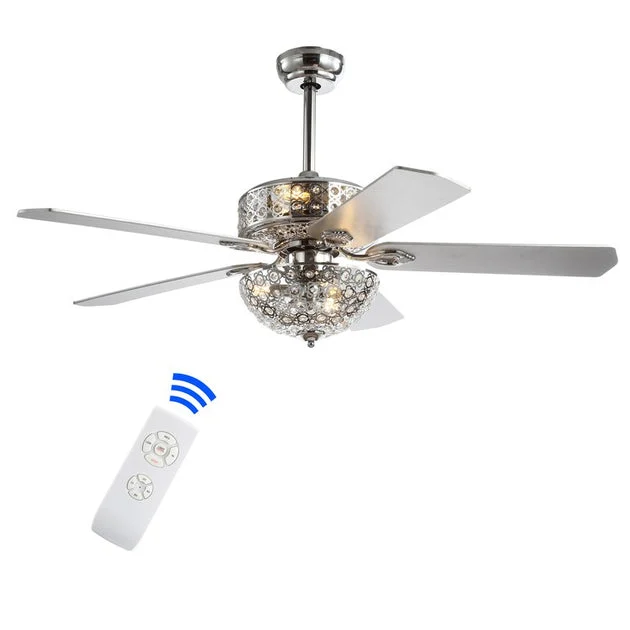 Zara 52" Filigree Five-Blade Six-Light Ceiling Fan- Chrome