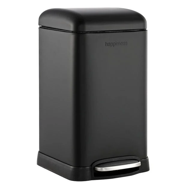 Betty Retro Mini 3.2-Gallon Step-Open Trash Can - Black