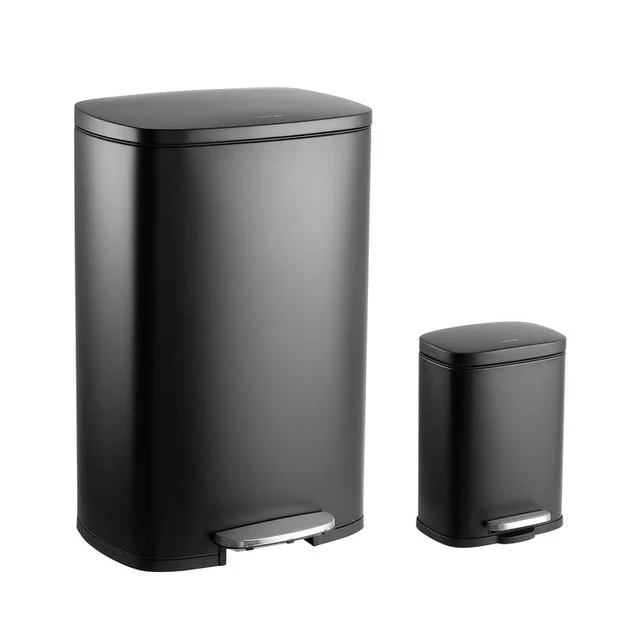 Connor Rectangular 13-Gallon Trash Can - Black