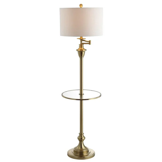Cora LED End Table Floor Lamp - Brass Gold