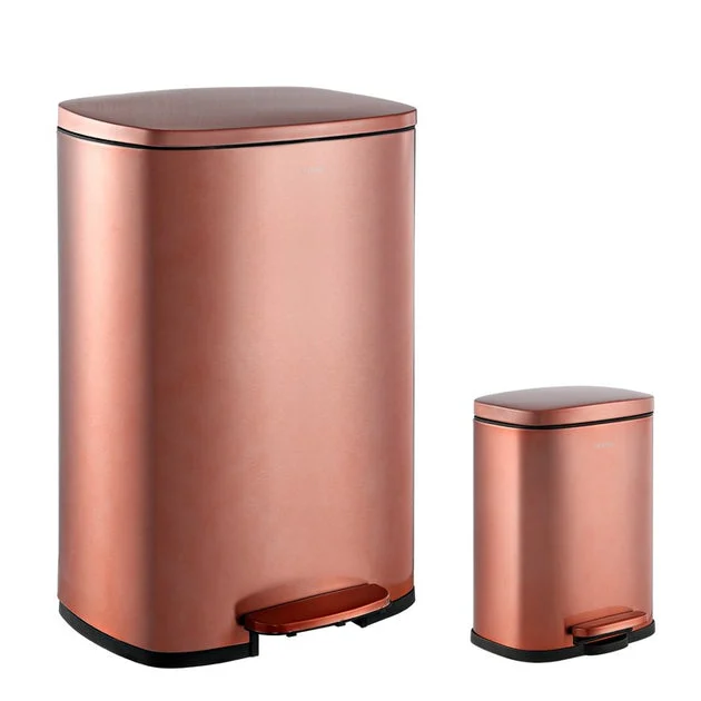 Connor Rectangular 13-Gallon Trash Can - Rose Gold