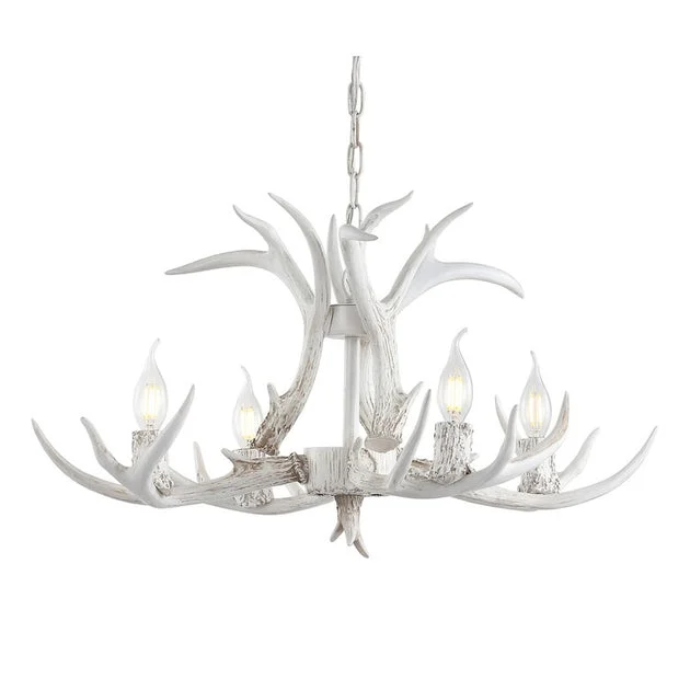 Eldora 26" Four-Light Resin Antler Chandelier - White