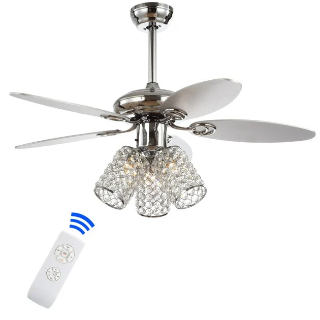 Kris 42" Five-Blade Three-Light Ceiling Fan - Chrome