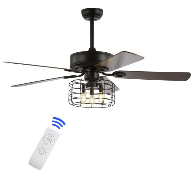 Asher 52" Five-Blade Three-Light Ceiling Fan - Forged Black