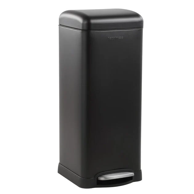 Betty Retro 8-Gallon Step-Open Trash Can - Black