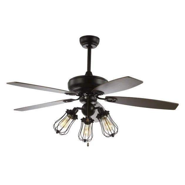 Lucas 52" Five-Blade Three-Light Ceiling Fan - Black