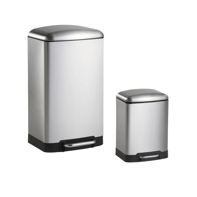 Ashley Rectangular 8-Gallon Trash Can - Stainless Steel