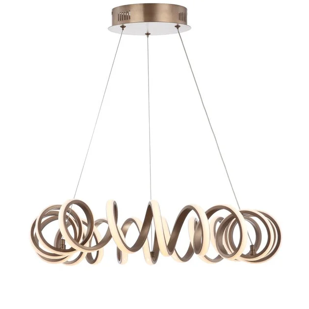 Cursive LED Adjustable Spiral Chandelier - Coffee