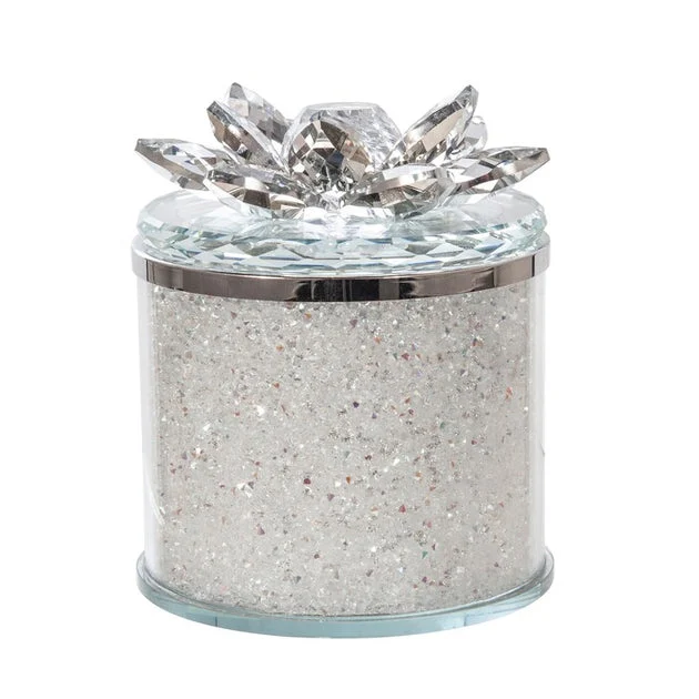 5" Round Crystal Lotus Box - Clear