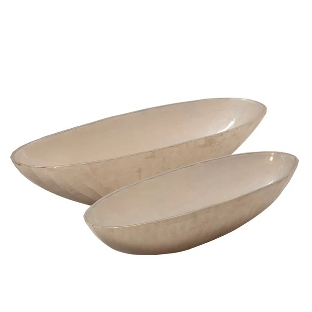 22"/24" Aluminum Oval Bowls Set of 2 - Silver