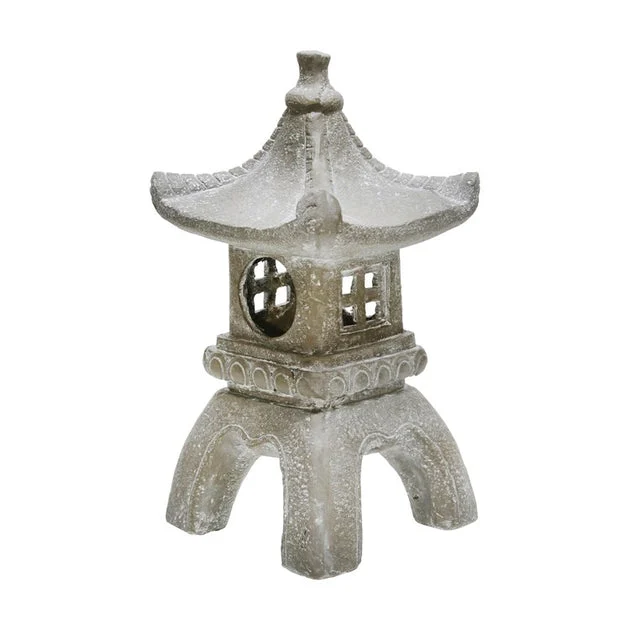 16" Polyresin Temple Lighthouse Decor - Gray