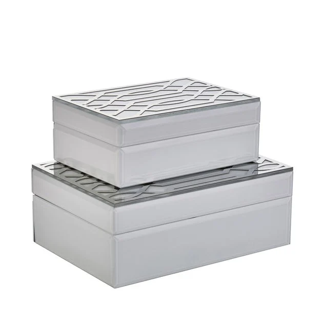 EC White/Silver Boxes Set of 2
