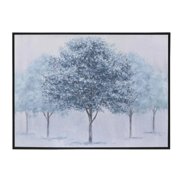 48" x 36" Trees in the Mist Handpainted Canvas Wall Art - Green