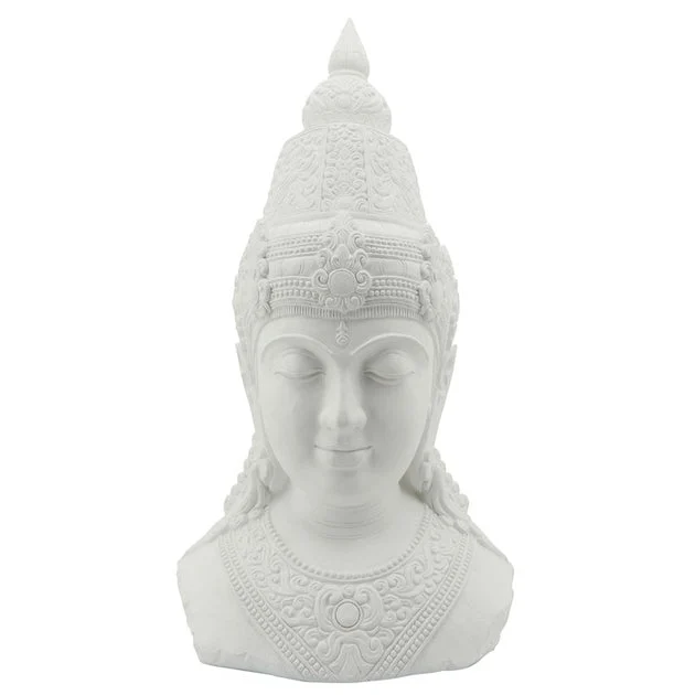 42" Polyresin Buddha Head - White