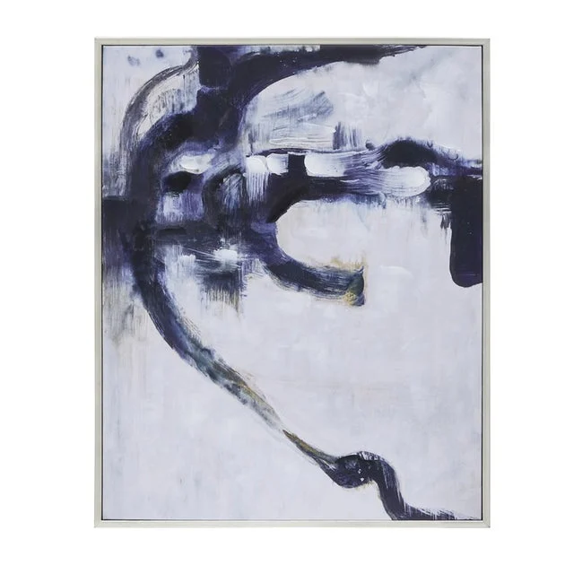 32" x 40" Abstract Handpainted Canvas Wall Art - Blue/Gray