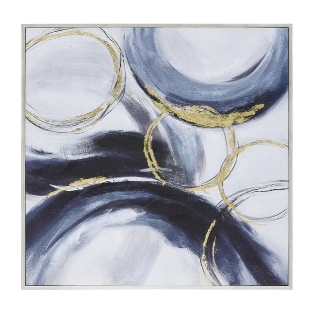 40" x 40" Circles Handpainted Canvas Wall Art - Blue