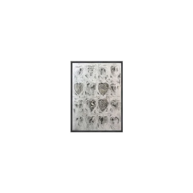 36" x 48" Hearts Handpainted Canvas Wall Art - Gray
