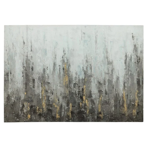 60" x 40" Abstract Hand-Embellished Canvas Art Print - Gray