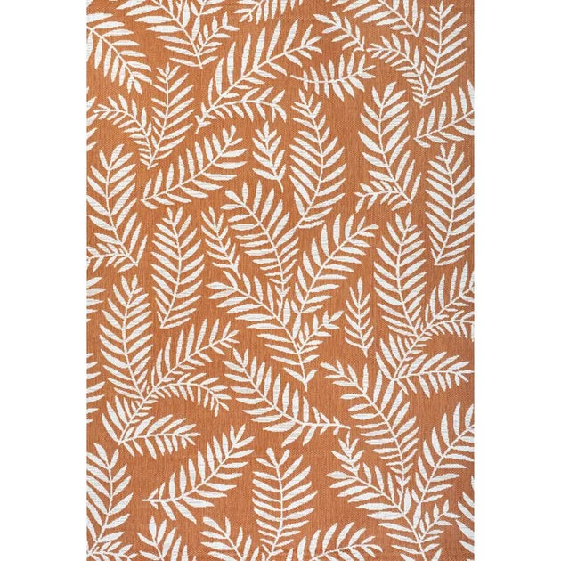 Nevis Palm Frond 72" L x 47" W Indoor/Outdoor Area Rug - Orange/Cream