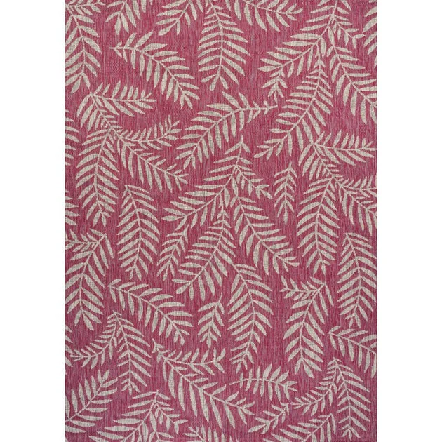 Nevis Palm Frond 60" L x 37" W Indoor/Outdoor Area Rug - Fuchsia/Light Gray