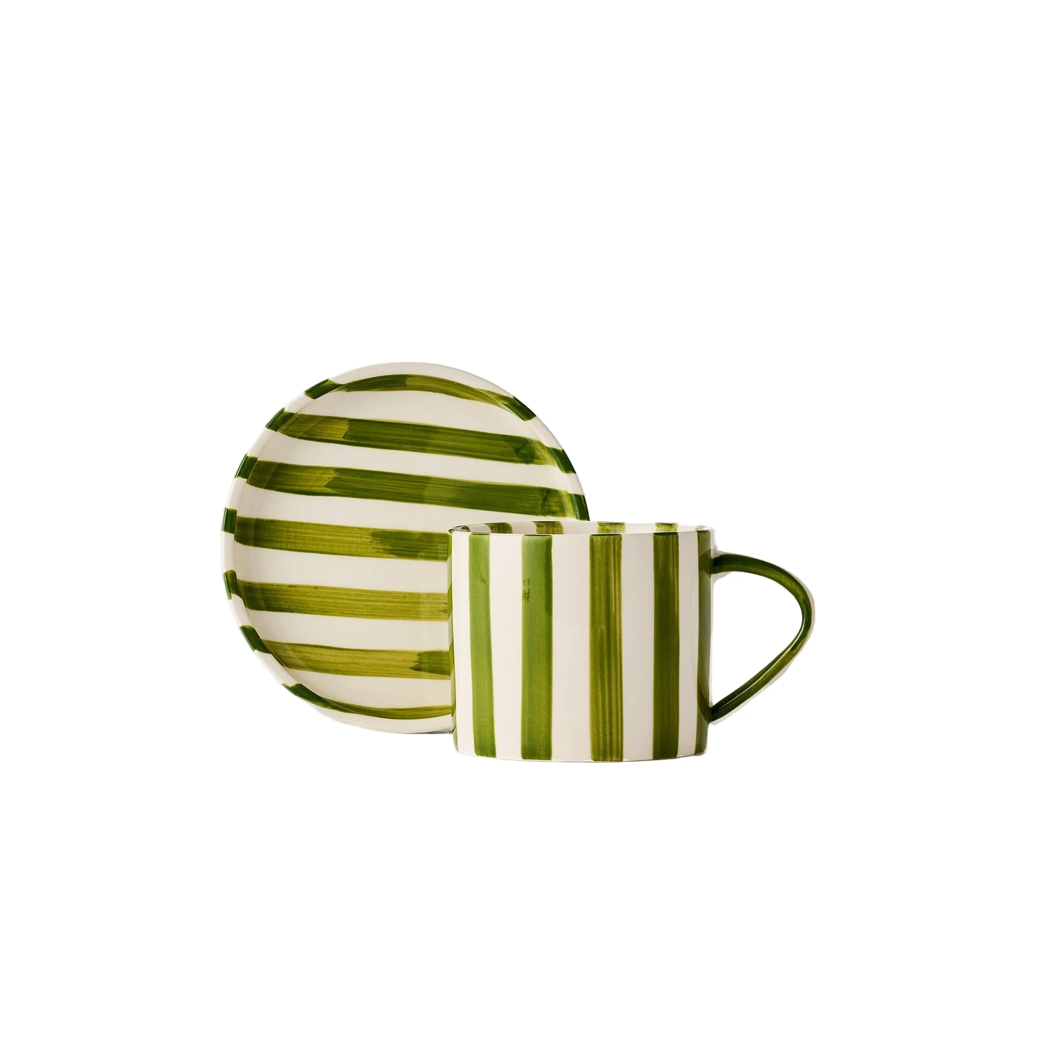 Hand Painted Ceramic Cafe Set // Green