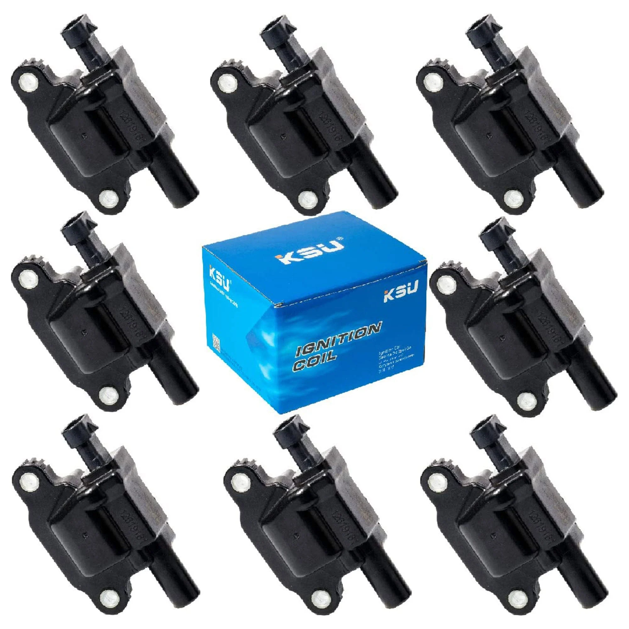 KSU Ignition Coils, Compatible with Cadillac, Chevrolet, and GMC Models (8 Pack)