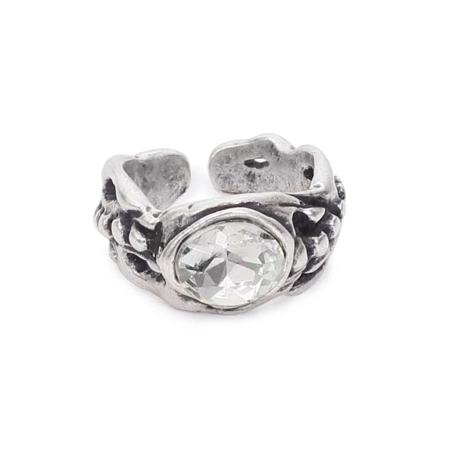 Handmade Clear Crystal Brass Ring - 6949