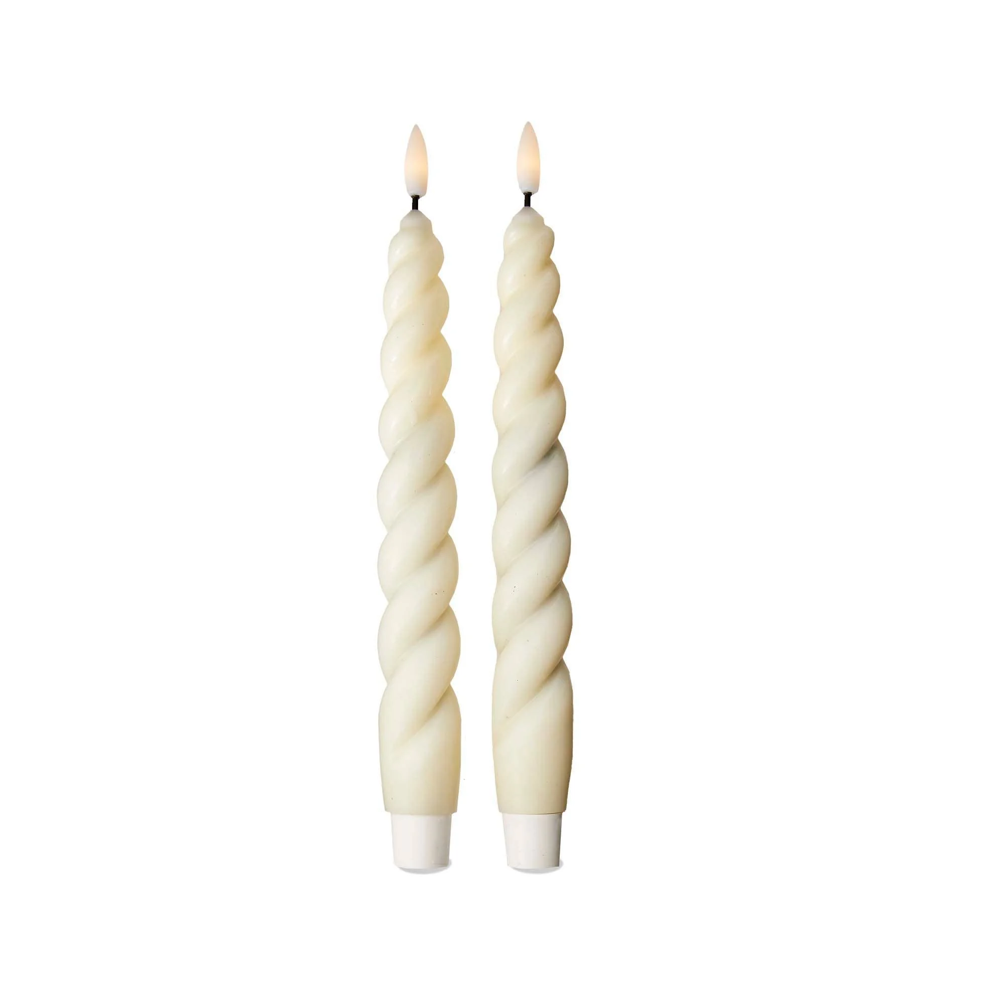 Ivory Spiral LED Taper Candles // Set of 2