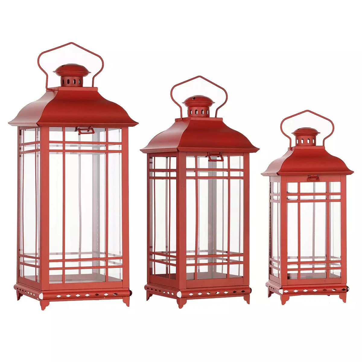 Classic Ivory Metal Lanterns Set of 3 – Elegant Metal/Glass Candle Lantern Collection by Melrose