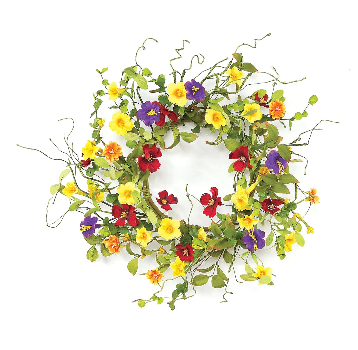 Summer Garden Trumpet Wreath – 20" Diameter – Fabric & Multicolor – By Melrose