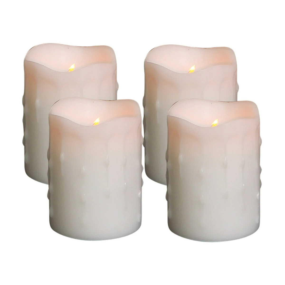 LED Dripping Wax Pillar Candles – 4"H – Flameless Home Decor Set of 4 By Melrose